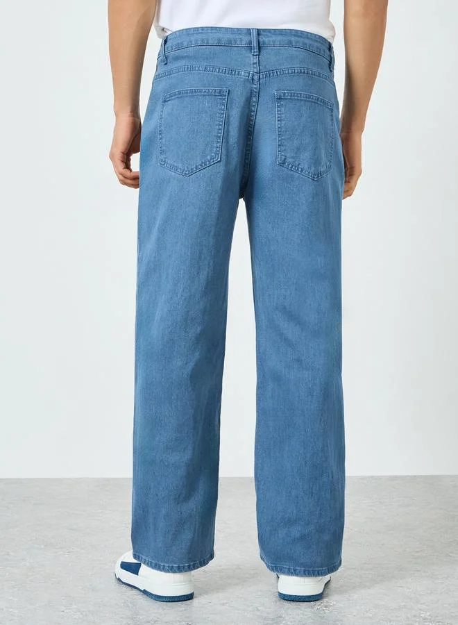 Styli  Men Light Blue Loose Fit Jeans for Men | Best Price UAE